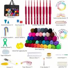1 Set Beginner Crochet Tool Kit, Includes 100% Acrylic Yarn, Crochet Hooks, And Black Storage Bag, Ergonomic Portable Crochet Set, Suitable For All Beginner Ages (Accessories & Yarn Color Randomly Assorted)