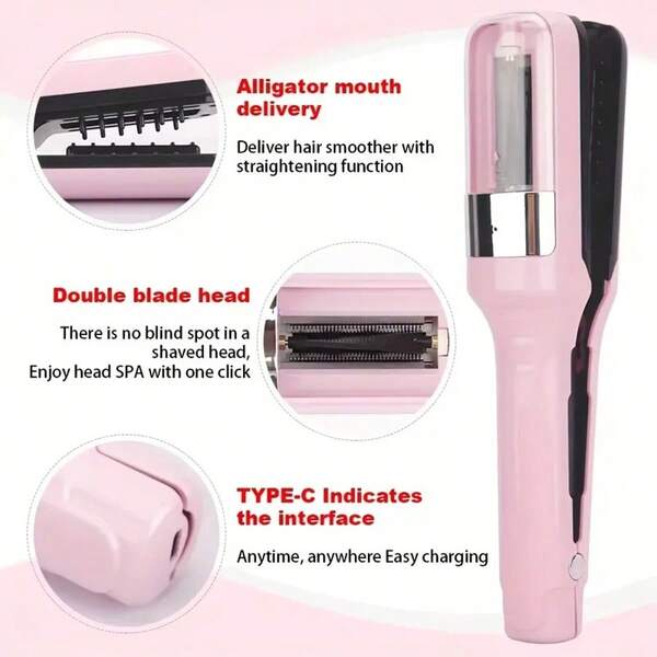 1 X AutoPro USB Rechargeable Original Electric Hair Straightener, Electric Detachable Scissors, Straightening Anti-Frizz Device, Automatic Anti-Frizz Control, High-Speed Blades, Low Noise Home Hair Cutting Tool, Holiday Gift.