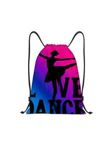 Mochila con tema de gimnasia y ballet - Mochila de cuerdas de doble cara, bolsa de gimnasia con lema de gimnasia, bolsa plegable de estilo bohemio con cordón, perfecta para clase de ballet, práctica de danza, escuela, viaje - Diseño rosa/azul/morado/negro, lavable a máquina, regalo ideal para bailarines. Bolsa deportiva de 16 "x 13" para deportes, fitness, ejercicio, bolsa de viaje de gran capacidad para vacaciones, para mujeres y hombres, bolsa de yoga esencial para viajes