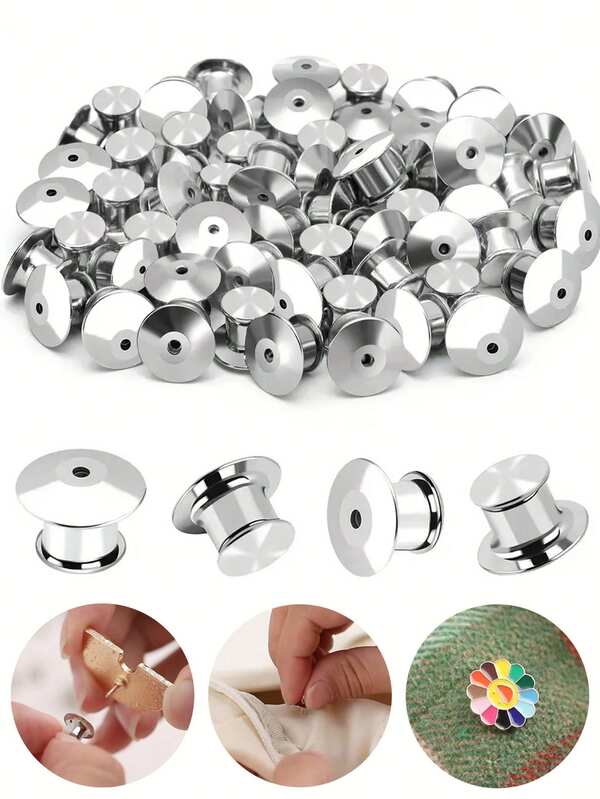 10pcs/30pcs Metal Pin Back Locking Pin Keeper Clasp - Durable Alloy Brooch Enamel Lapel Pin Locking Pin Backs For Jewelry Making, Crafts, Sewing & DIY Projects - Secure Metal Pin Backing For Brooches, Pins, And Accessories, Craft Supplies, Sleek Metallic Finish, Metallic Construction, Metal Pin, Safety Pin, Pin For Backpack, Jw Collar Holder, Brooch Back, Brooch Making Supplies, Brooch Pin For Craft