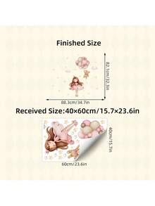 1/ 2 Sheets Cute Princess Teddy Bear Wall Stickers - 4 Styles Princess Decals,Removable Nursery Decals For Baby Girl Room Decor, Pink Gold Theme, Dreamy Wall Art & Cute Animal Stickers & Stars Clouds Balloons Design - Multicolor - View 3