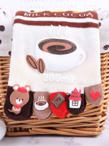 1 Pair Women's Personalized Five Toe Socks, Coffee Toe Separator Socks, Cute Cartoon Mid-Calf Socks, Suitable For Daily Wear, Parties, Performances, Gifts - Multicolor - View 8