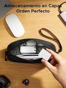 Bolsa Organizadora para Discos Duros, Estuche para Cables y Cargadores Portátil con Cremallera YYK, Impermeable,últiples Capas para Tarjetas de Juego/Cargadores/Viaje, Ligera y Compacta, S - Talla S - Ver 4