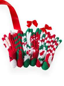 1/5/6 Pairs Christmas-Themed Unisex Autumn-Winter Warm Coral Fleece Socks. With Santa, Reindeer And Christmas Tree Elements For A Festive Vibe. Cozy For Self-Wear And A Heartwarming Gift. Merry Christmas!