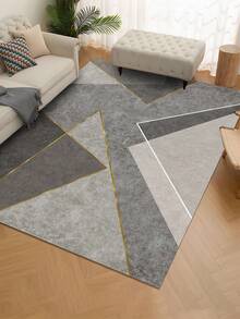 1pc Light Gray Geometric Abstract Art Area Rug, European And American Rectangular Soft Faux Wool Washable Carpet, Suitable For Living Room, Bedroom, Entrance, Bathroom, Hallway, Patio, Kitchen, Indoor Outdoor, All Season Large Size Mat, Home Decor - Multicolor - View 6