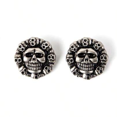 1 par strumpor med vintagepunk-motiv och dekoration av dödskalle-ringar, lämpliga för skateboardskor