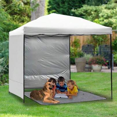 Canopy Sunwall Sidewall Gazebos Tent Waterproof For 10x10ft Pop Up Canopy Straight Leg Gazebos Outdoor Instant Canopies 1 Pcs White Canopy Sidewall Only