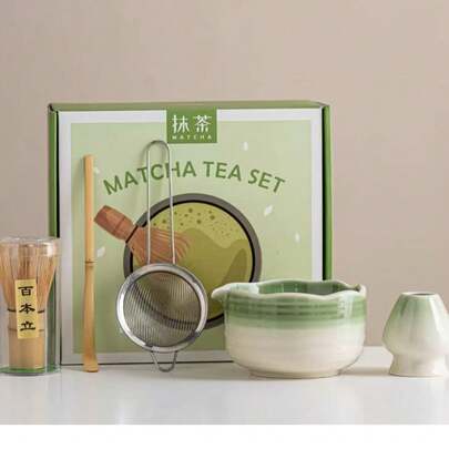 1 pièce/4 pièces/7 pièces Set Bol vintage Matcha, Outils de préparation Matcha, Fouet Matcha, Bol à thé en céramique de style japonais, Mélangeur, Fouet à thé, Set d'outils de rénovation de four