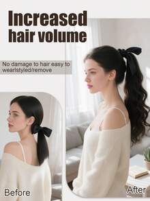 14in/18in/22in Synthetic Fiber Drawstring Ponytail Clip-On Wig, Suitable For Women To Wear On Christmas And Halloween - Coffee Brown - View 4