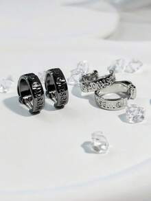 1 Cặp khuyên tai vòng kim loại hình chữ cái Saturn thời trang, thiết kế tối giản, dành cho cả nam và nữ, món quà tuyệt vời cho bạn gái vào ngày lễ tình nhân - Nhiều màu - Xem 3