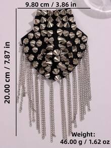 1 件独特设计时尚个性化精致时尚银色尖刺流苏肩章配饰男士适合日常商务通勤 - 彩色 - 查看 10