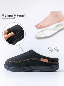 Pmoiste Pmoiste Home Slippers For Men Suture Mark Non-Slip Memory Foam House Shoes Winter Warm Classic Comfortable Faux Suede Indoor&Garden