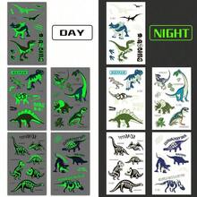 10 Sheets Luminous Dinosaur Temporary Tattoos, Waterproof Glow In The Dark T-Rex Pterosaur Velociraptor Triceratops Stegosaur Designs Pattern, Birthday Party Favors, Stocking Stuffer, Goodie Bag Fillers, Christmas Eve Gifts 4DSM - Multicolor - View 7
