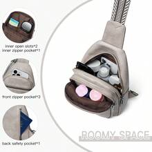 Sling Bag For Women Men Vegan Leather Crossbody Bags Fanny Pack Purse Backpack Over Shoulder Bag Travel Anti Theft,Vacation Essentials&Back-To-School Essentials - 淺灰色 - 查看 5