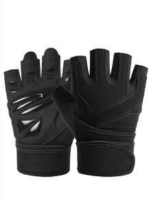 2pcs Weight Lifting Gym Workout Gloves With Wrist Wrap Support For Men & Women, Full Palm Protection, For Weightlifting, Training, Fitness, Hanging, Pull Ups