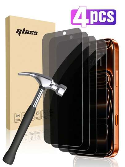 4片装隐私钢化玻璃屏幕保护膜，兼容 17/15/16/14/11/12/13 Pro Max，防窥钢化玻璃，兼容 XS Max/XR/X/15/7/8 Plus/SE/16e，生日礼物，送给家人朋友的防窥手机屏幕保护膜，手机配件