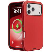 Suitable 17/16/15/14/13 Series Three-Layer Thickened Heavy-Duty Protective Case, Heavy-Duty Anti-Fall Full-Body Strong Shockproof Three-Layer Sturdy Protective Mobile Phone Case, 3-In-1 Sturdy And Durable Protective Case, Halloween, Christmas, Easter And Thanksgiving, Perfect Male/Girlfriend Holiday And Birthday Gift Selection - Đen và đỏ - Xem 15