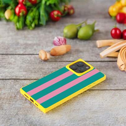 1Pc Pink Green Stri…