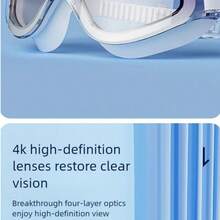 1pc Large Frame Adult Gradient Electroplated Swimming Goggles, Waterproof Anti-Fog High Definition Wide Vision Swim Goggles, Unisex UV Protection - Multicolor - View 9