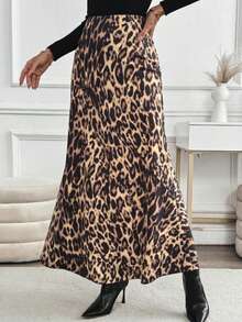 Chân váy nữ thanh lịch họa tiết da báo, chất liệu polyester nhẹ, không co giãn, phù hợp cho công sở, đi chơi, nghỉ lễ mùa xuân. - Nhiều màu - Xem 3