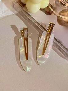 6pcs Set Elegant Acetate Hair Clips - Cute Oval Alligator Hair Clips For Women & Girls, Seamless Side Bangs Hairpin Set, Suitable For Fashionable Updo & Bangs, Perfect For Daily Wear For Women, Fall, Travel, Hair Tools, Fall, For Women, Travel, Women, Hair Tools, Stuff, Gifts, Travel, Stocking Fillers, For Women, Stocking Fillers Women, Christmas Gifts, Hair Accessories For Women, Head Accessories - 白色 - 查看 3