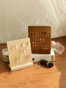 1PC/2PCS Giá treo trưng bày bông tai mini phong cách vintage màu gỗ óc chó, giá treo trang sức đứng sáng tạo bằng gỗ, giá lưu trữ bông tai - Nhiều màu - Xem 10