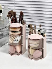 1pc Multi-Layer Rotating Partition Storage Box, Hairpin, Tie, Hair Band Storage Box, Headwear Display Box, Dust-Proof Storage Box, Multi-Functional Compartment, Can Accommodate Combs, Glasses, Makeup Brushes, Simple And Practical PET Material Hair Accessories Box, Birthday Gift Box, Makeup Sponge Storage Box - Multicolor - View 8