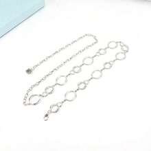 Metallic Chain Decorative Belt Women, Versatile & Stylish Dresses, Fashion Body Chain With Hollow O-Ring Waist Chains Summer, School Fall, Autumn, Halloween - Bạc - Xem 2