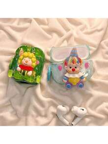 3D Cute Clown Couple Compatible AirPods 1/2 Protective Case, AirPods 4th Gen Apple Earphone Cover, Wireless Bluetooth Earphone Shell Compatible With Airpods Pro 2, Soft Silicone Anti-Drop Case For Women, New Gen3 - Multicolor - View 3