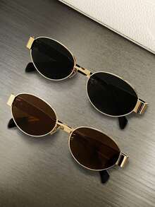 1/2/4 Pcs Of Women's Metal Frame Oval/Polygonal Fashion Glasses, Suitable For Daily Use And Outdoor Activities