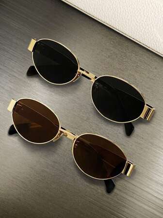 1/2/4 Pcs Of Women's Metal Frame Oval/Polygonal Fashion Glasses, Suitable For Daily Use And Outdoor Activities