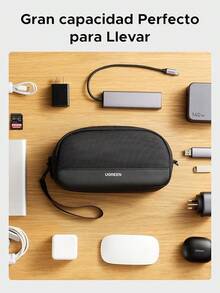 Bolsa Organizadora para Discos Duros, Estuche para Cables y Cargadores Portátil con Cremallera YYK, Impermeable,últiples Capas para Tarjetas de Juego/Cargadores/Viaje, Ligera y Compacta, S - Talla S - Ver 3