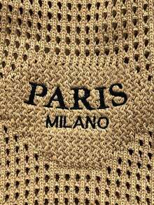 Knitted Shoulder Bag, Versatile Beach Tote Bag With Embroidered Hollow Letter Design, Casual Travel , Beach Bag QDXO - 彩色 - 查看 3