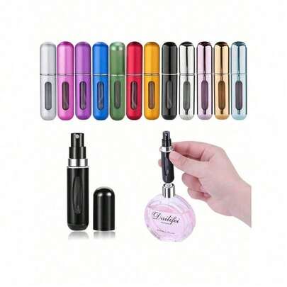 5ml Refillable Perfume Atomizer Spray Bottle, Single Pack, Shiny Pink Fragrance Bottle Sprayer Pump Storage Container For Travel, Living Room, Bedroom, Bathroom Home Decor, Wedding, Party, Birthday, Men's Gift, Mom Dad Friend, New Year, Accessory, Fun Gift