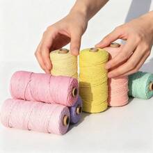 Rollo de 300M de cuerda de algodón blanco de 2mm - Cuerda artesanal resistente a granel para costura DIY, macramé, decoración de bodas y cumpleaños - Multicolor - Ver 5