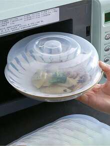 1pc Microwave Splash Guard - Universal Bowl/Dish Cover | Transparent Reusable Food Cover, Splatter Shield 1pc Microwave Oil Guard Round Plastic Bowl Lid With Handle, Food Preservation - Multicolor - View 2