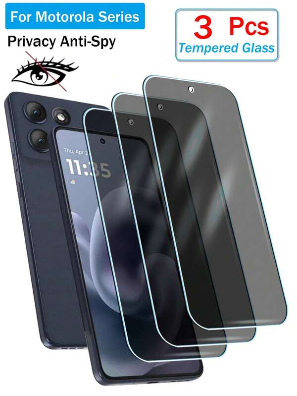 3PCS Privacy Tempered Glass Screen Protector Compatible With Motorola Moto Edge 20 30 50 60 Neo G G100 Pro G86 G56 G35 G45 G75 G55 G64 G06 G05 G15 G24 G84 G54 G23 G32 G52 G82 G34 G13 G14 G53 G22 G51 G60 G51 G40 G62 G50 G42 G41 G40 G31 G30 G73 G72 G71 E15 E14 E12 E32 E22 E7 E20 Stylus Power Play 2025 2024 2023 Anti Spy Clear Glue Protective Glass