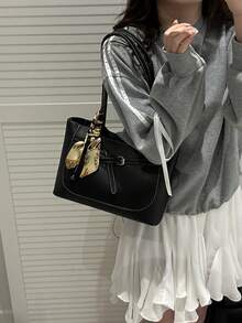 New Luxury Graphic Pattern Versatile Women Shoulder Tote Bag - Black - View 6