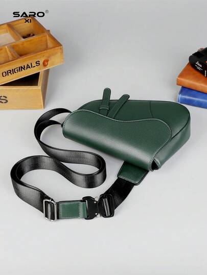 Bolsa de cintura para hombres, bolsa de pecho con correa de hombro ajustable para correr, ir al trabajo, deportes y actividades al aire libre, estilo personalizado de bolsa de silla de montar, bolsa cruzada casual de estilo callejero para hombres y mujeres jóvenes, bolsa de hombro con cremallera, bolsa de mensajero ligera y de unicolor simple