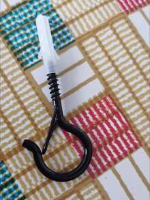 1/5 重型金属螺丝挂钩，室内外皆宜 - 完美悬挂植物、LED 灯、风铃和车库装饰。金属弹簧 Q 型挂钩、黑色 S 型挂钩、带固定扣件的防风螺丝、植物/灯挂钩、不锈钢橱柜挂钩 - 彩色 - 查看 10