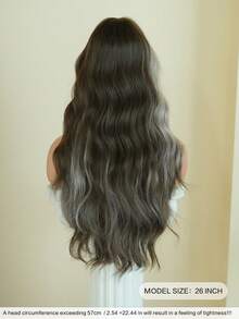 AKAKO Long Wave Brown & Gray Highlight Cosplay Wigs For Women Synthetic Wavy Wigs With Bangs, Natural Looking Heat-Resistant Fiber Fake Hair, Gothic Style Fashion Costume Wig For Halloween Party Masquerade Ball,Music Festivals & Carnival Use 26 Inch