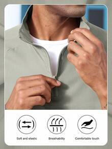 Men's Lightweight Quarter Zip Pullover Windbreaker For Golf  Hiking  Running Wind Breaker Jackets With Pockethalloween - Màu Xám nhạt - Xem 10