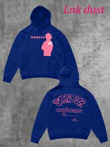 Y2K  Brent Faiyazzz Pink Sonder Rap Print,250g Polyester Men's And Women's Clothing Casual And Cozy Hoodies Leyo,  Long Sleeve Hooded Sweatshirt, Casual Versatile Top For Autumn Winter - Blue - View 1