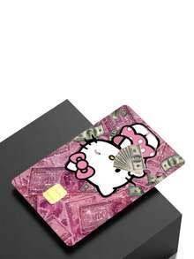 4 件粉色 Hello Kitty 信用卡贴纸，适用于 3.35 * 2.13 英寸带芯片的银行卡、DIY 贴纸、切割和冲压用品、公共交通卡自粘透明膜、学生证等。包括 Kuromi、Cinnamoroll 和 Pompompurin 设计，防水 PVC 贴纸非常适合借记卡/信用卡外壳。