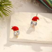 1 Paar modische Strass Weihnachtsmützen Ohrringe, minimalistisches Design für Frauen Partys