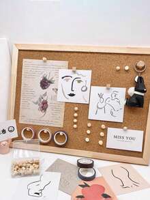 Bảng thông báo bằng bần đa năng có khung gỗ - Lý tưởng để lưu trữ trang sức, trưng bày ảnh và ghi chú, sắp xếp dễ thương cho phòng ngủ và phòng học - trắng - Xem 2