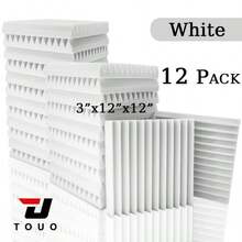 TOUO 三角槽吸音海绵 6-48 块高密度 12 英寸 X 12 英寸 X 1 英寸/2 英寸/3 英寸吸音海绵 8 色音乐工作室声学处理海绵垫隔音家居装饰