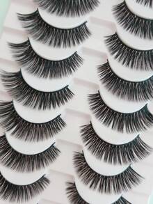 10 paia di ciglie finte spesse, ricci naturali, ricci DD, ciglie finte voluminose, ciglie a forma di occhio di gatto, ciglie finte in pelliccia di visone finta, strumento di trucco per ciglie finte a cartone animato voluminose