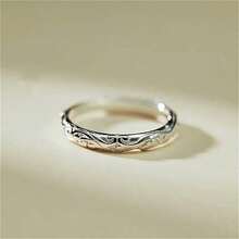 Retro Exquisite Ring, Double Ring Design, Smart Roll Pattern Engraved On The Surface, Simple And Charming, Suitable For Daily Wear And Birthdays And Anniversaries - bạc - Xem 10