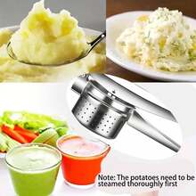 1pc Stainless Steel Manual Vegetable Masher, Potato Ricer, Kitchen Small Tool Helper For Mashing And Juicing Fruits And Vegetables